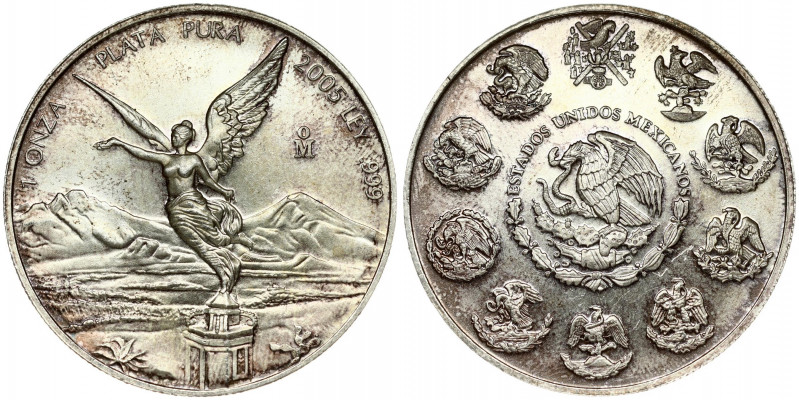 Mexico 1 Onza 2005Mo Libertad. Averse: National arms; eagle left within center o...