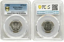 Montenegro 20 Para 1906 Nicholas I (1860-1918). Averse: Crowned arms. Reverse: Value. Nickel. KM 4. PCGS MS63