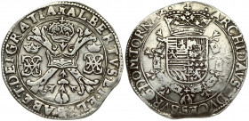 Spanish Netherlands TOURNAI 1 Patagon (1612-21). Albert & Isabella (1612-1621). Averse: St. Andrew's cross; crown above; fleece below; divides pair of...
