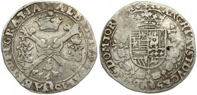 Spanish Netherlands TOURNAI 1/4 Patagon 1616. Albert & Isabella (1612-1621). Averse: St. Andrew's cross; crown above; fleece below; divides pair of cr...