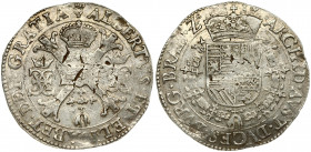 Spanish Netherlands BRABANT 1 Patagon 1619 Antwerp. Albert & Isabella (1612-1621). Averse: St. Andrew's cross; crown above; fleece below divide pairs ...