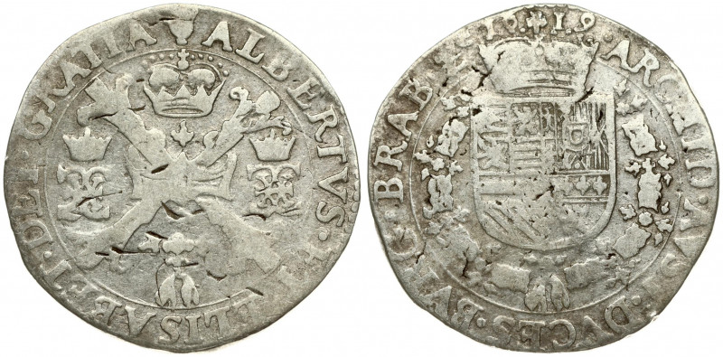 Spanish Netherlands BRABANT 1/2 Patagon 1619 Antwerp. Albert & Isabella (1612-16...