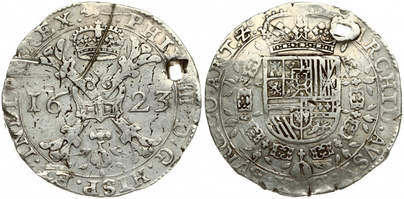 Spanish Netherlands ARTOIS 1 Patagon 1623. Philip IV(1621-1665). Averse: St. And...