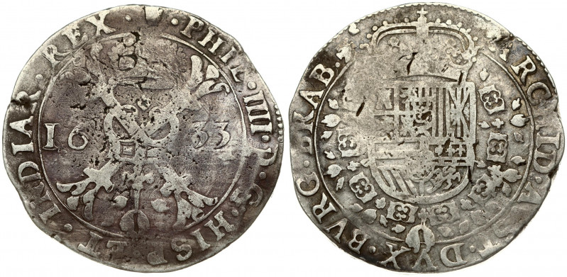 Spanish Netherlands BRABANT 1 Patagon 1633 Antwerp. Philip IV(1621-1665). Averse...