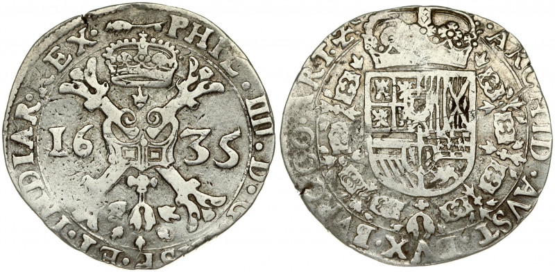 Spanish Netherlands ARTOIS 1 Patagon 1635 Philip IV(1621-1665). Averse: St. Andr...