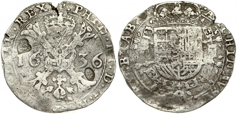 Spanish Netherlands BRABANT 1 Patagon 1636 Brussels. Philip IV(1621-1665). Avers...