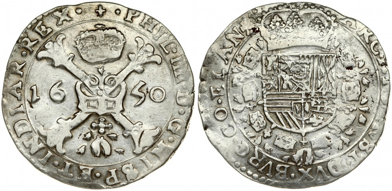 Spanish Netherlands FLANDERS 1 Patagon 1650 Philip IV(1621-1665). Averse: St. An...