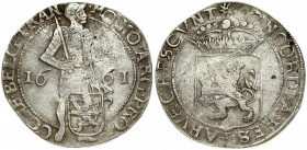 Netherlands OVERIJSSEL 1 Silver Ducat 1661. Averse: Armoured knight standing holding sword behind shield of arms; date at sides in inner circle. Rever...