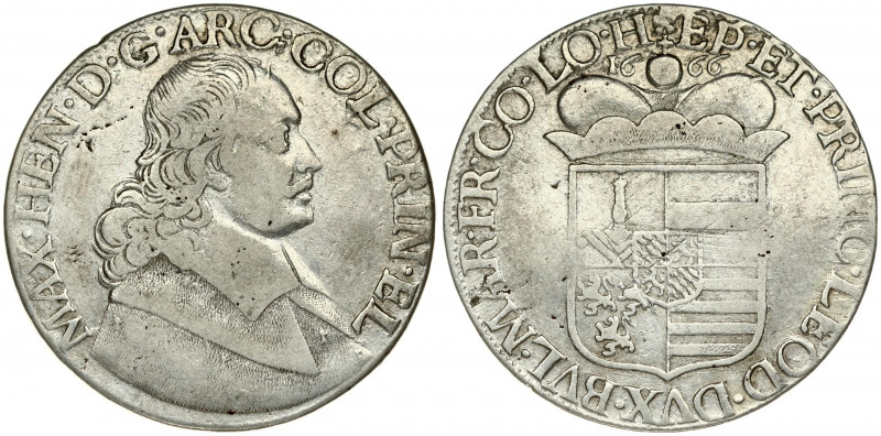 Liege 1 Patagon 1666 Maximilian Henry(1650-1688). Averse: Bust of Maximilian Hen...