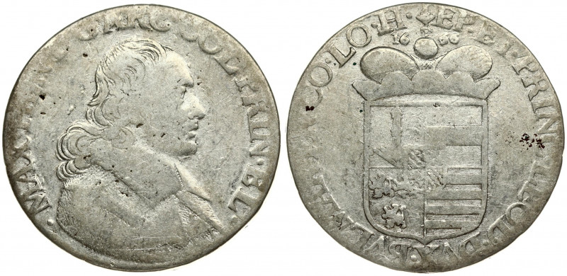 Liege 1 Patagon 1666 Maximilian Henry(1650-1688). Averse: Bust of Maximilian Hen...