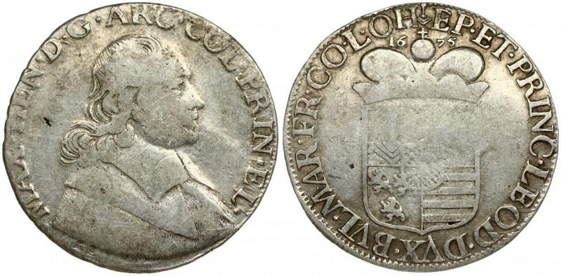 Liege 1 Patagon 1675 Maximilian Henry(1650-1688). Averse: Bust of Maximilian Hen...