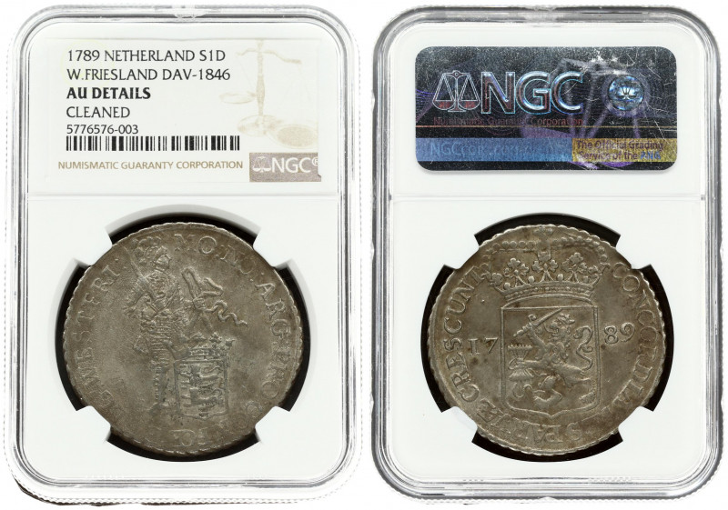 Netherlands WEST FRIESLAND 1 Silver Ducat 1789 Averse: Standing armored knight w...