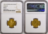 Netherlands 1 Ducat 1816 UTRECHT. Willem I(1814-1840). Averse: Standing armored knight with sword and arrows divides date. Averse Legend: CONCORDIA RE...