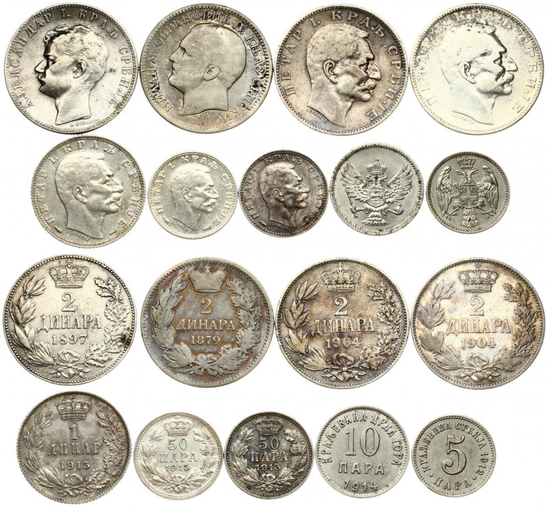 Montenegro 10 Para 1914 & Serbia 5-50 Para & 1-2 Dinara (1879-1915). Averse: Hea...