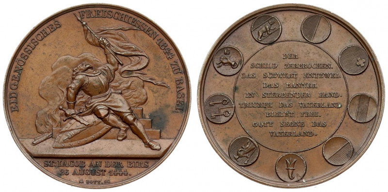 Switzerland Medal 1844 To the Federal Free Shooting in Basel. Averse: Memorial o...