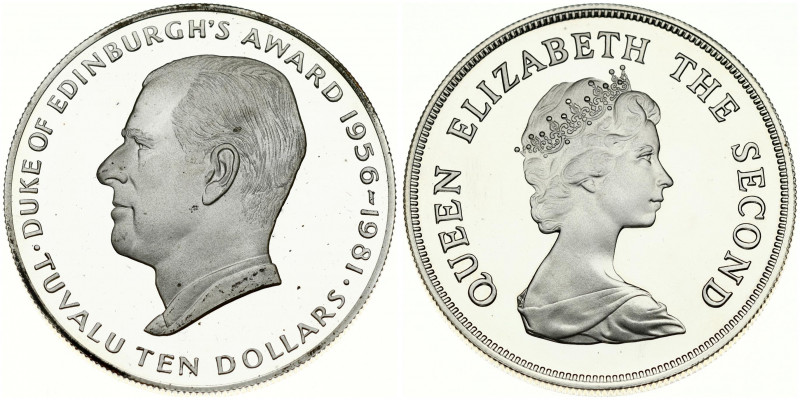 Tuvalu 10 Dollars 1981 Duke of Edinburgh Award. Elizabeth II(1952-). Averse: You...