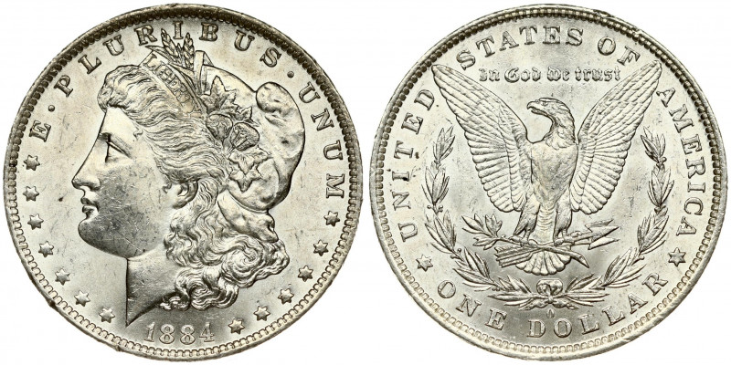USA 1 Dollar 1884 O 'Morgan Dollar' New Orleans. Averse: Liberty head; facing le...
