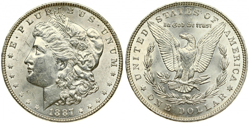 USA 1 Dollar 1887 'Morgan Dollar' Philadelphia. Averse: Liberty head; facing lef...
