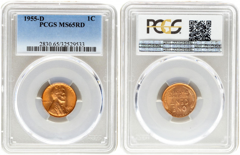 USA 1 Cent 1955 D Denver. Type: Lincoln averse Memorial reverse ; Designer: Vict...