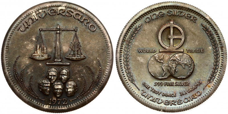 USA CALIFORNIA Token 1 Universaro1972 World Trade. Universaro 'One Silver' One T...