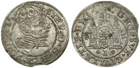 Latvia 1 Grosz 1582 Riga. Stefan Batory (1576–1586). Averse: Crowned head. Reverse: City coat of arms. Silver. Kopicki 8085 (R1) RARE