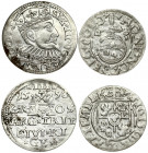 Latvia 3 Groszy 1598 Riga & Poland 1/24 Thaler 1623. Sigismund III Vasa(1587-1632). Averse: Crowned bust right. Reverse: Value and coat of arms over t...