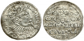 Latvia 3 Groszy 1600 Riga Sigismund III Vasa(1587-1632). Averse: Crowned bust right. Reverse: Value and coat of arms over the city sign. Silver. Iger ...