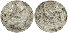 Latvia Courland 6 Groszy 1764 ICS Mitava. Ernst Johann Biron(1762-1769). Averse: Uniformed bust right. Averse Legend: D • G • ERNEST • IOH • IN • LIV ...