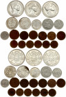 Latvia 1-50 Santimu & 1-5 Lati (1922-1939). Averse: National arms above ribbon divides date. Reverse: Value. Lot of 21 Coins