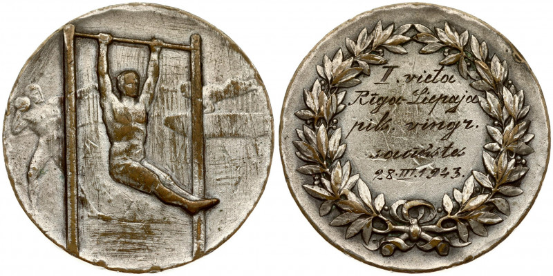 Latvia Sports Medal (1943). Riga -Liepaja. For the First Place 28.III.1943. Bron...