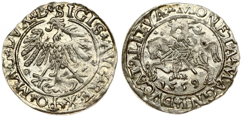 Lithuania 1/2 Grosz 1559 Vilnius. Sigismund II Augustus (1545-1572). Averse Lett...