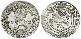 Lithuania 3 Groszy 1562 Vilnius. Sigismund II Augustus (1545-1572) - Lithuanian coins Vilnius; variety 'Knight in shield; no striped SA'; ending of th...