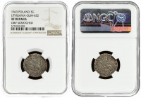 Lithuania 3 Groszy 1563 Vilnius. Sigismund II Augustus (1545-1572) - Lithuanian coins Vilnius; variety 'Knight in shield; no striped SA'; ending of th...