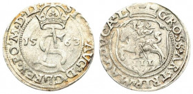 Lithuania 3 Groszy 1563 Vilnius. Sigismund II Augustus (1545-1572) - Lithuanian coins 1563 Vilnius; variety with monogram and Pogon without a shield; ...
