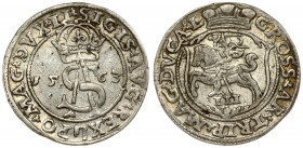 Lithuania 3 Groszy 1563 Vilnius. Sigismund II Augustus (1545-1572) - Lithuanian coins Vilnius; variety 'Knight in shield; no striped SA'; ending of th...