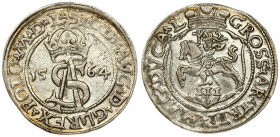 Lithuania 3 Groszy 1564 Vilnius. Sigismund II Augustus (1545-1572) - Lithuanian coins 1562 Vilnius; variety with monogram and Pogon with a shield; TRI...