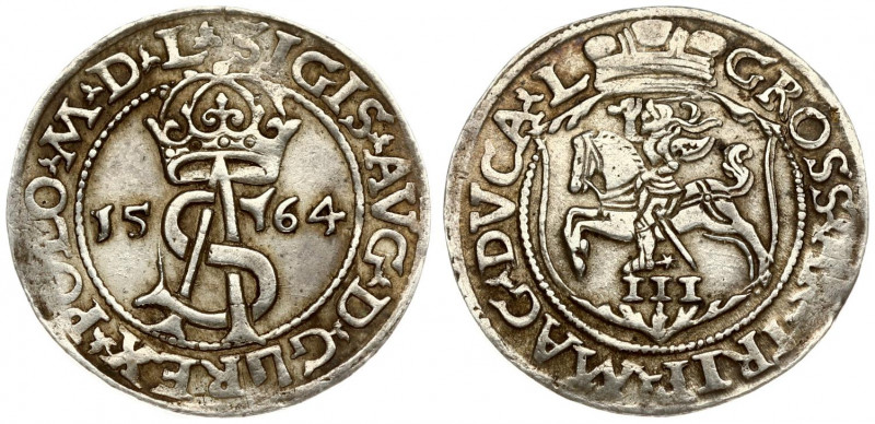 Lithuania 3 Groszy 1564 Vilnius. Sigismund II Augustus (1545-1572) - Lithuanian ...
