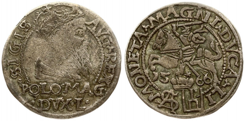 Lithuania 1 Grosz 1566 Tykocin. Sigismund II Augustus (1545-1572). Averse: Crown...