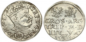 Lithuania 3 Groszy 1580 Vilnius. Stephen Bathory(1576–1586). Averse: Crowned bust right. Reverse: Value; divided date; symbols and two-line inscriptio...