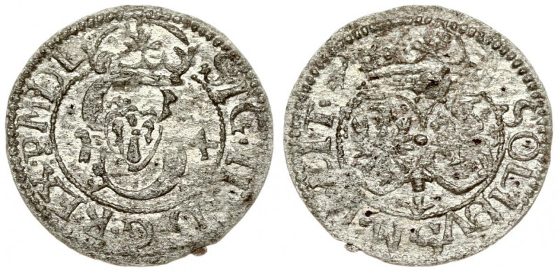 Lithuania 1 Solidus 1614 Vilnius. Sigismund III Vasa (1587-1632). Averse: Monogr...