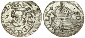 Lithuania 1 Solidus 1615 Vilnius. Sigismund III Vasa (1587-1632). Averse: Monogram and inscription. Reverse: Coat of arms and inscription. Silver. KM ...