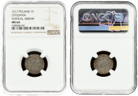 Lithuania 1 Solidus 1617 Vilnius. Sigismund III Vasa (1587-1632). Averse: Monogram and inscription. Reverse: Coat of arms and inscription. Silver. Iva...
