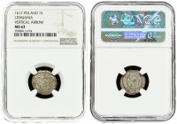 Lithuania 1 Solidus 1617 Vilnius. Sigismund III Vasa (1587-1632). Averse: Monogram and inscription. Reverse: Coat of arms and inscription. Silver. Iva...