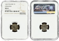 Lithuania 1 Solidus 1652 Vilnius. John II Casimir Vasa (1649–1668). Averse: Crowned ICR monogram in inner circle. Reverse: Vytis on horseback left in ...