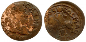 Lithuania 1 Solidus 1663 GFH. John II Casimir Vasa (1649–1668). Averse: Laureate head of Johann Casimir right GFH below head. Reverse: Vytis on horseb...