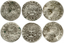 Poland 1/2 Grosz 1507 & 1508 Krakow. Sigismund I the Old (1506–1548). Averse: Eagle. Reverse: Crown. Silver. Kop. 408. Lot of 3 Coins