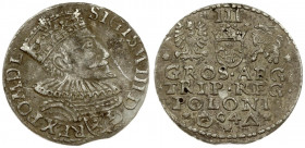 Poland 3 Groszy 1594 Malbork. Sigismund III Vasa (1587-1632). Crown coins. Averse: Crowned bust right. Reverse: Value; divided date; symbols and two-l...