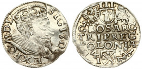 Poland 3 Groszy 1594 Poznan. Sigismund III Vaza(1587–1632). Averse: Crowned bust. Reverse: Value and armorial above legend; date and mintmaster below....