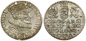 Poland 3 Groszy 1594 Malbork. Sigismund III Vasa (1587-1632). Averse: Crowned bust right. Reverse: Value and armorial above legend; date and mintmaste...