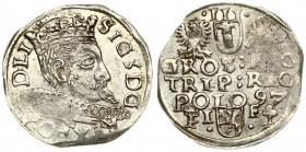 Poland 3 Groszy 1597 Wschow. Sigismund III Vaza(1587–1632). Averse: Crowned bust. Reverse: Value and armorial above legend; date and mintmaster below....